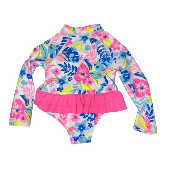 NWT Tommy Bahama Girls One piece long sleeve swimsuit with ruffle 12 months - Picture 3 of 4